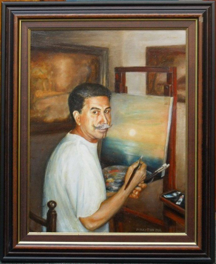 Portrait with the easel, Painting Kovinčić Milutin