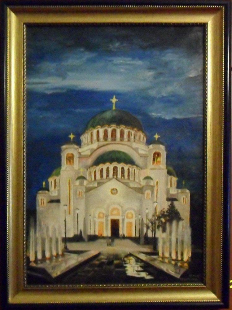 Temple of Saint Sava at Night, Painting Kovinčić Milutin