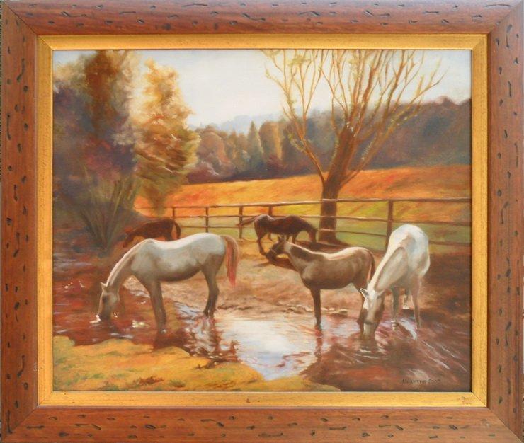 At the Water Trough - GOČ Mountain, Painting Kovinčić Milutin