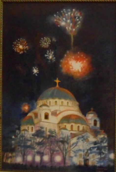 Fireworks on the Vracar Plateau, Painting Kovinčić Milutin