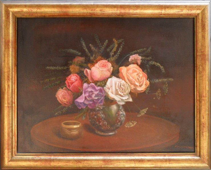A Vase with Roses, Painting Kovinčić Milutin