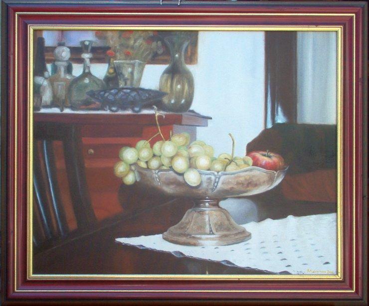 Grapes of Afus Ali in a Silver Bowl, Painting Kovinčić Milutin