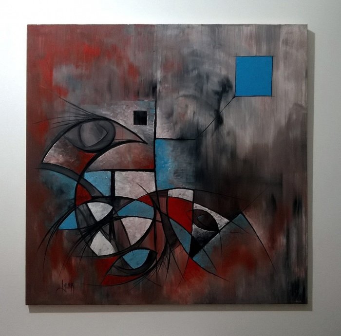Birds with blue square, Painting Savić igor