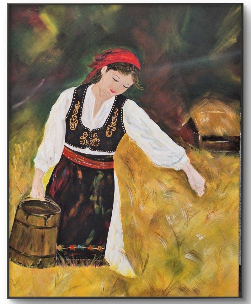 Umetnička slika „Šumadinka“ - Ulje na platnu - Prodaja slika Srbija, Slika KRISTINA PETRONIJEVIĆ