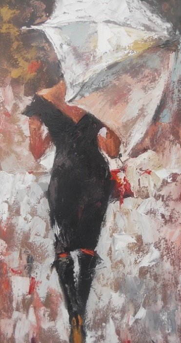 the lady with an umbrella, Painting Vučković Jasmina