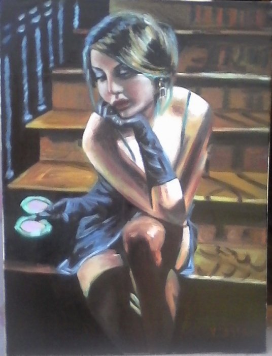 girl in the night toilet, Painting Vučković Jasmina