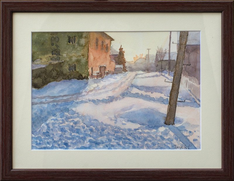 Village Street Under the Snow, Painting Trajković Dejan