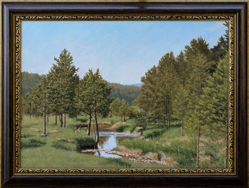 Pines and Mountain Stream, Painting Trajković Dejan
