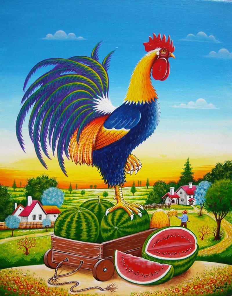 Rooster melon 1, Painting Zarić Zoran