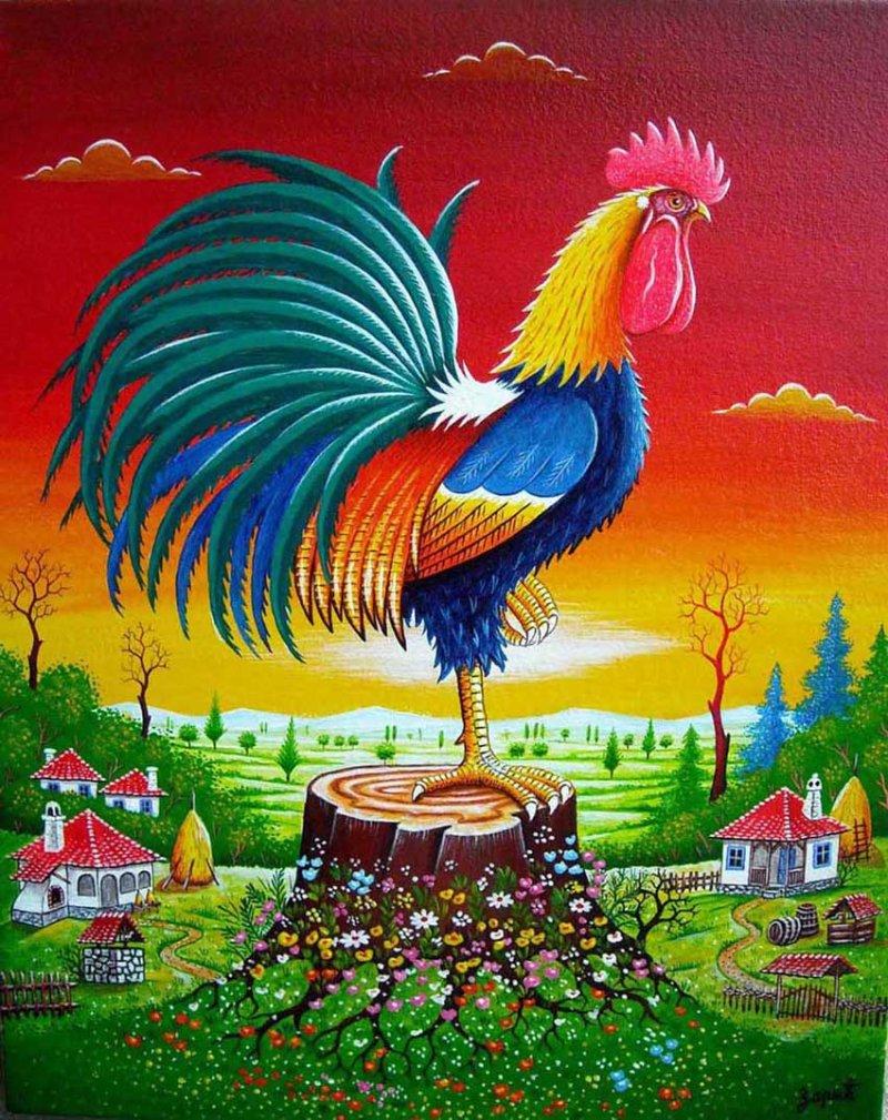 Serbian rooster, Painting Zarić Zoran