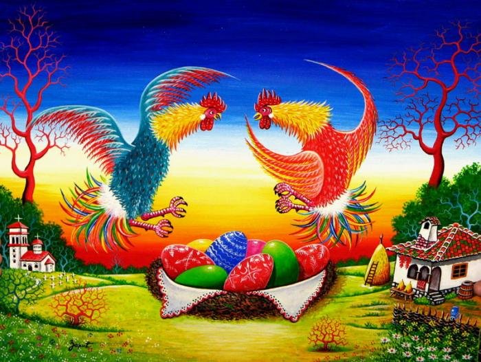 Borba petlova, Painting Zarić Zoran