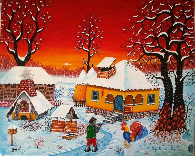 Naive art, Christmas in Serbia