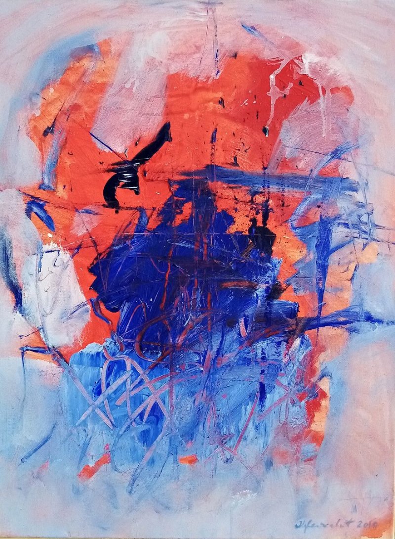 Fight red and blue, Painting Cvetkovic Dragan Cvele