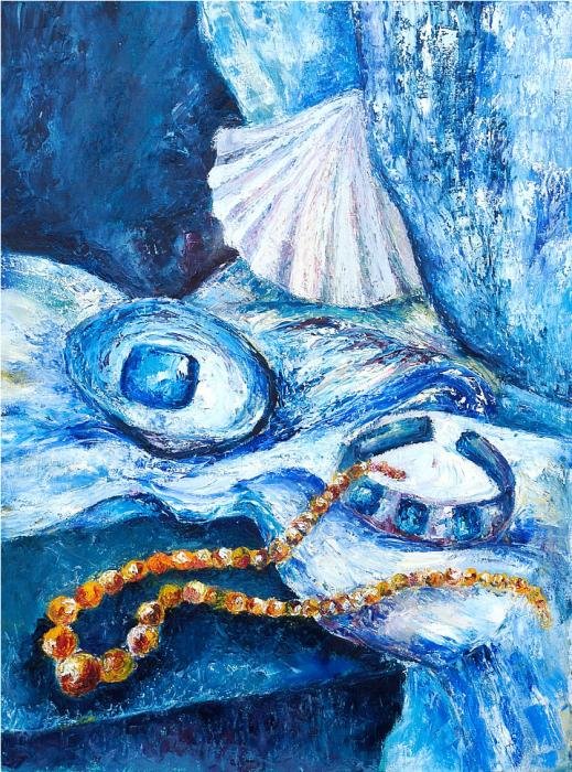 Woven into the blue, Painting Todosijević Mina