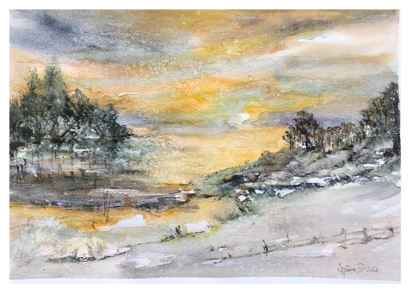 A winter day-2, Painting Djordjevic Snezana