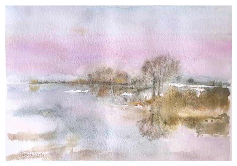 A winter day-3, Painting Djordjevic Snezana