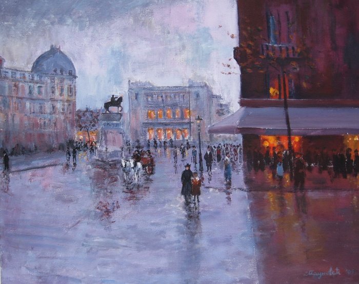 On Square, 1930, Painting Paunović Slobodan