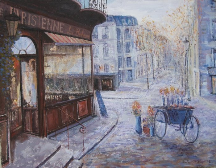 Cafe La Boheme, Paris, 1930 y, Painting Paunović Slobodan