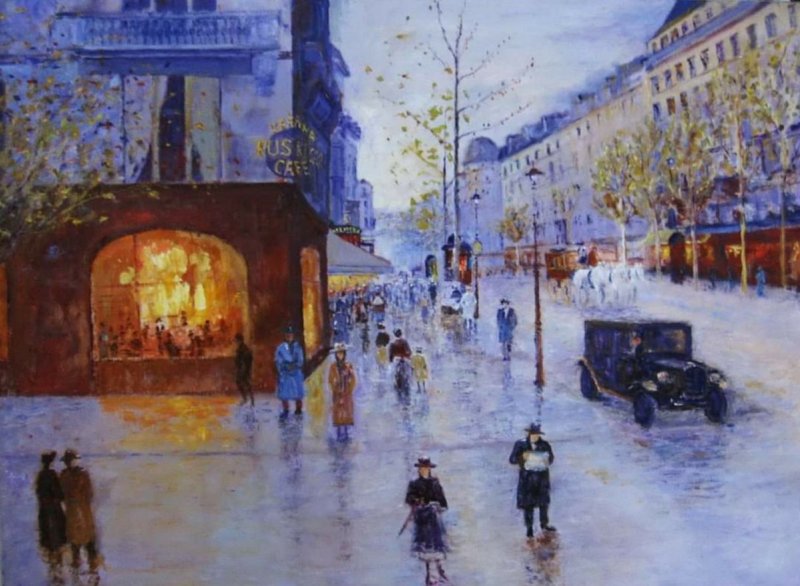 `Prince Mihajlo street`,1930, Painting Paunović Slobodan
