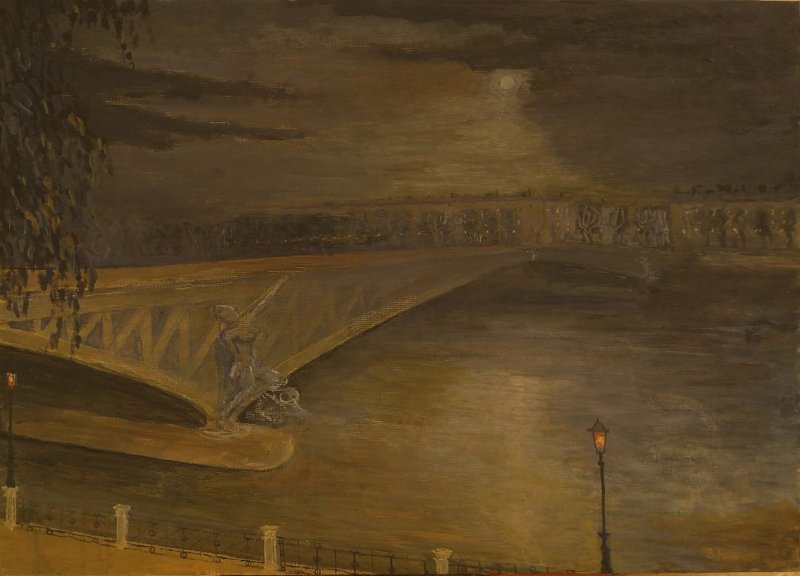 `Le Pont Mirabeau` ,by to poem G. Apollineire, Painting Paunović Slobodan