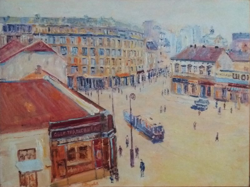 `Trg, pogled na Kolarcevu ulicu` 1930, Slika Paunović Slobodan