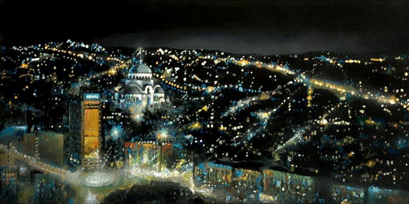Hram Sv Save, Beograd noću, Painting Vucekovic Predrag
