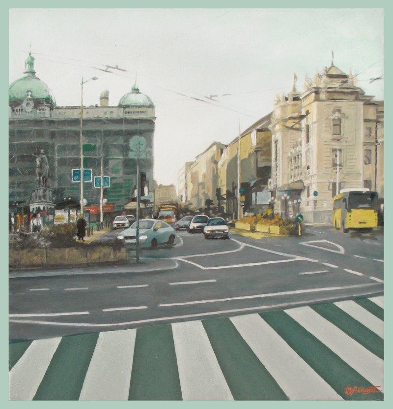 Belgrade, Republic Square, once, Painting Vucekovic Predrag