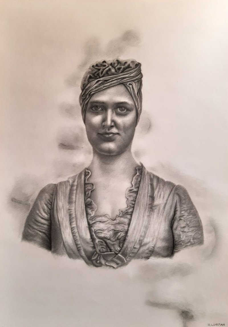 Girl with headscarf, Drawing Šurlan Nebojša
