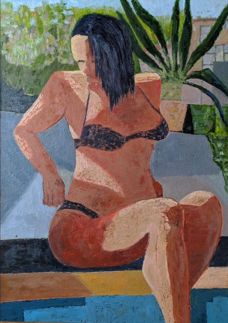 Woman by the Pool, Painting Pajkovic Sloba