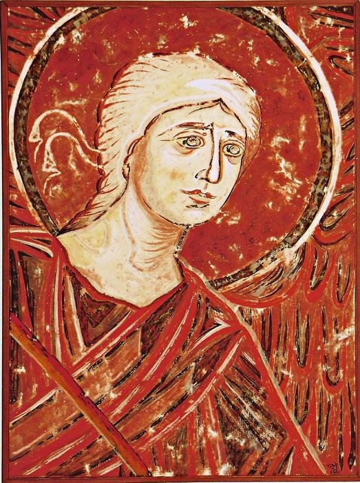 Serbia, Monastery Mileseva, The Last Judgement, detail- Angel, kopi of fresco, Painting Jovanovic B. Zoran