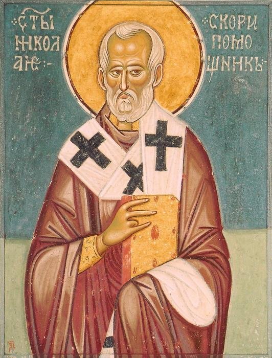 Serbia, Decani, St.Nikolas ``Faster Assistant``, copy of the fresco, Painting Jovanovic B. Zoran