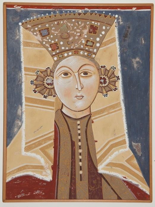 Serbia, Karan, The daughter of donor Brajan, detail, copy of the fresco, Painting Jovanovic B. Zoran