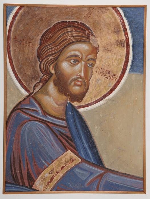 Serbia, Ravanica, Healing of the Blind,detail- The Christ, copy of fresco, Painting Jovanovic B. Zoran