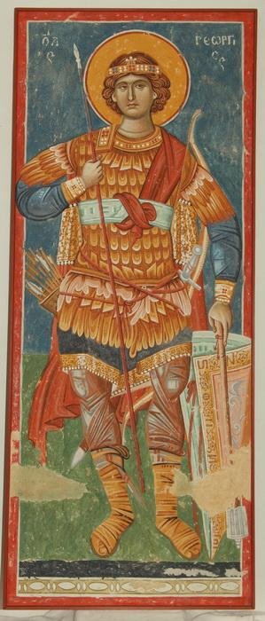 Ohrid, Church of The Virgin Perivleptos, Saint George, copy of fresco, Painting Jovanovic B. Zoran