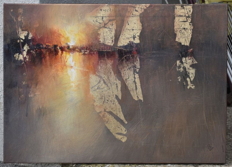 ` Harbor of destroyed dreams - The Golden Hour` , Painting Grozdanovski Ivan
