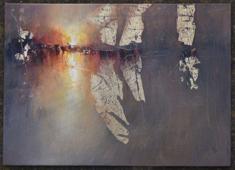 ` Harbor of destroyed dreams - The Golden Hour` , Painting Grozdanovski Ivan