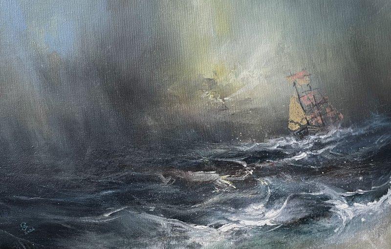 Harbor of destroyed dreams - The Storms of Life 4a, Painting Grozdanovski Ivan