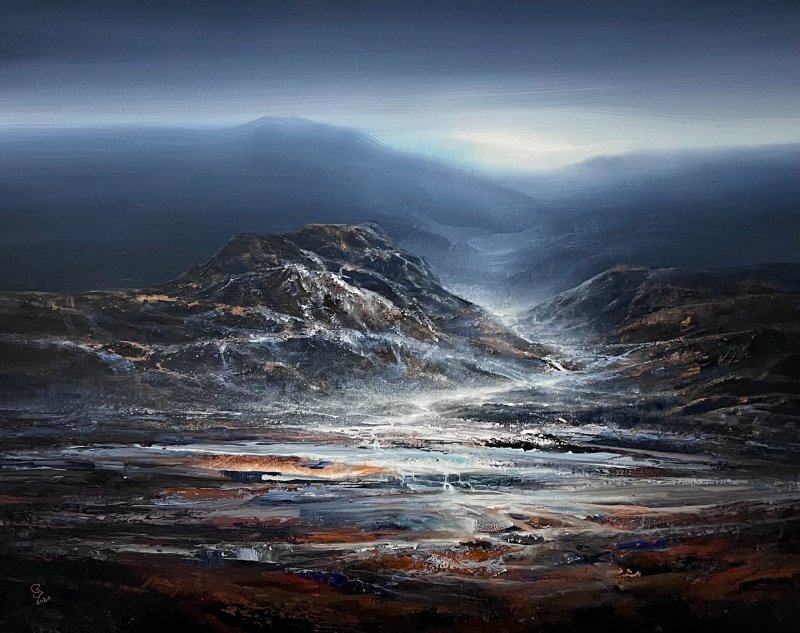 Agartha - Mountain misty stream, Painting Grozdanovski Ivan