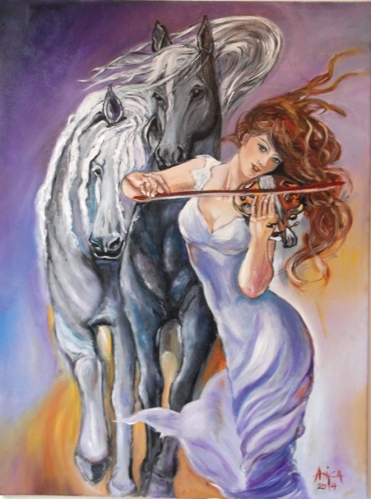 music and love, Painting Anica Mladenovic