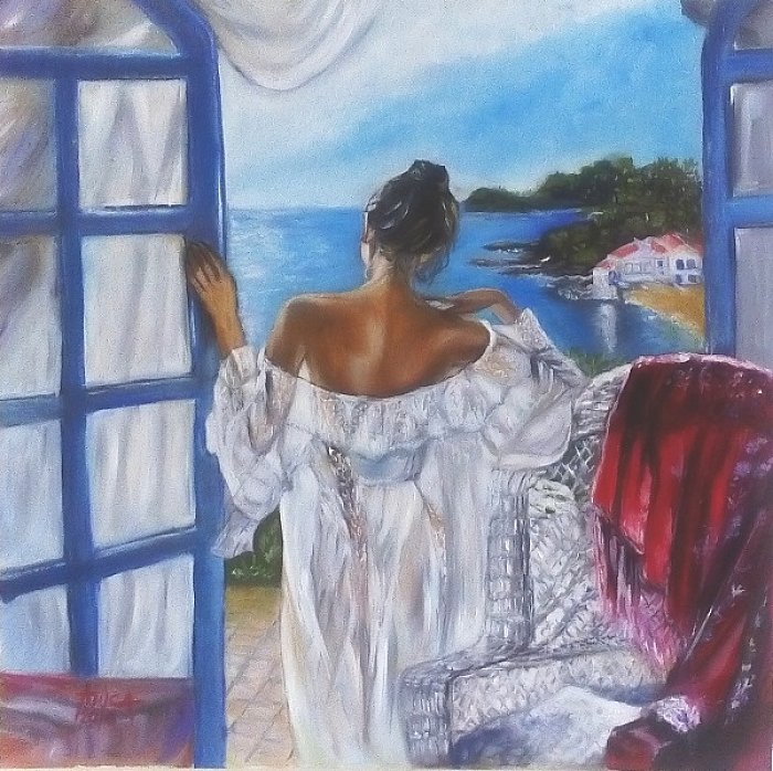 room with sea view, Painting Anica Mladenovic