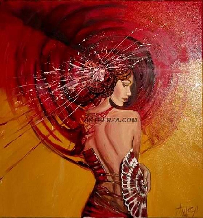 Lady in red, Painting Anica Mladenovic