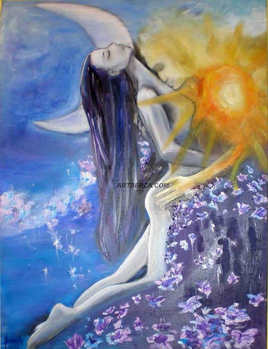 Sun and moon, Painting Anica Mladenovic