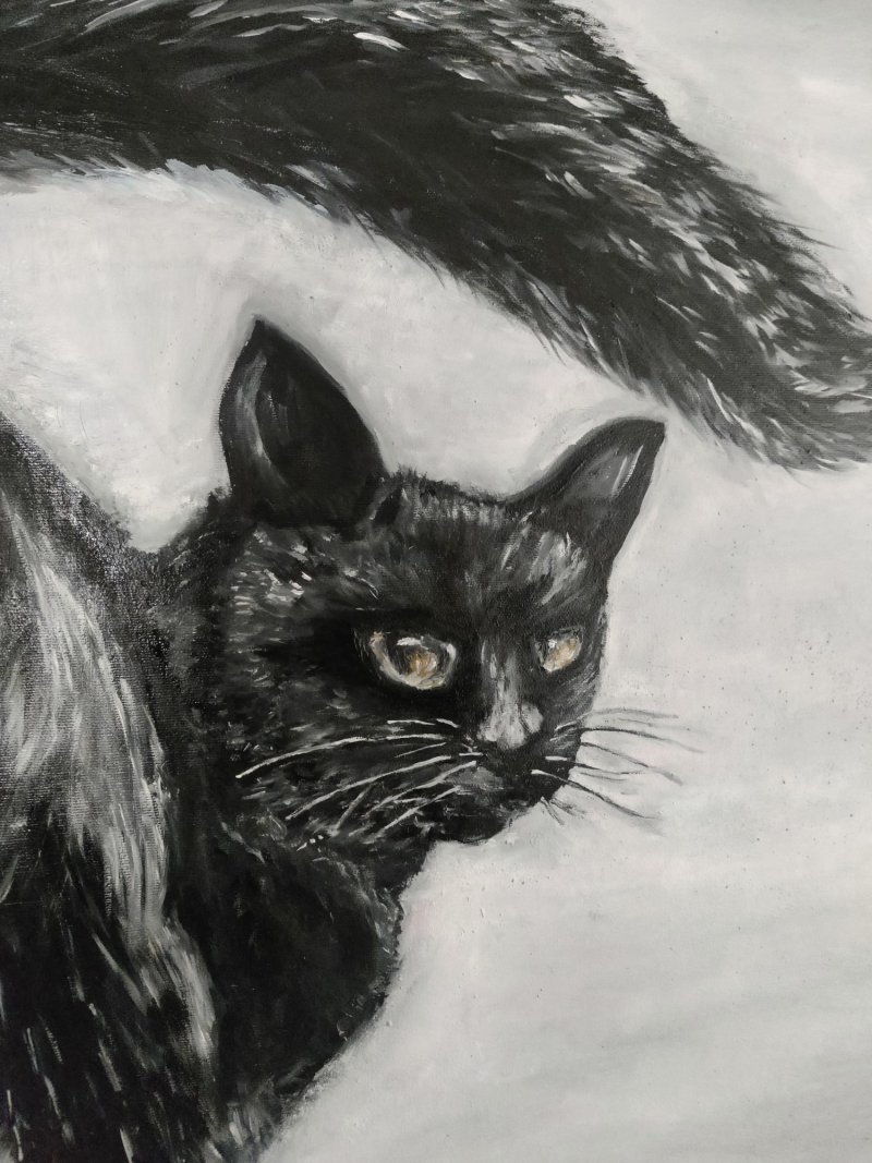 Black cat, Painting Anica Mladenovic