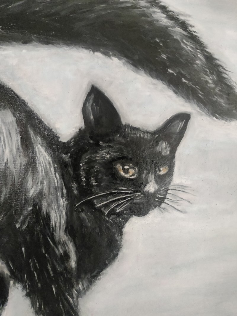 Black cat, Painting Anica Mladenovic