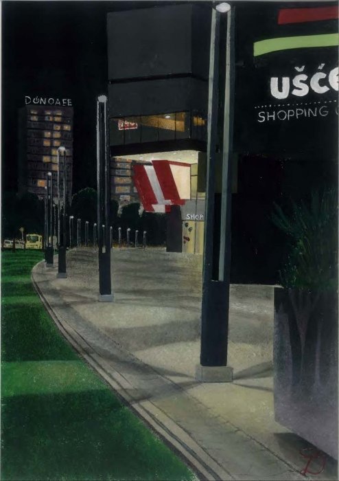 Night approach to SC, Painting Labović Dusan