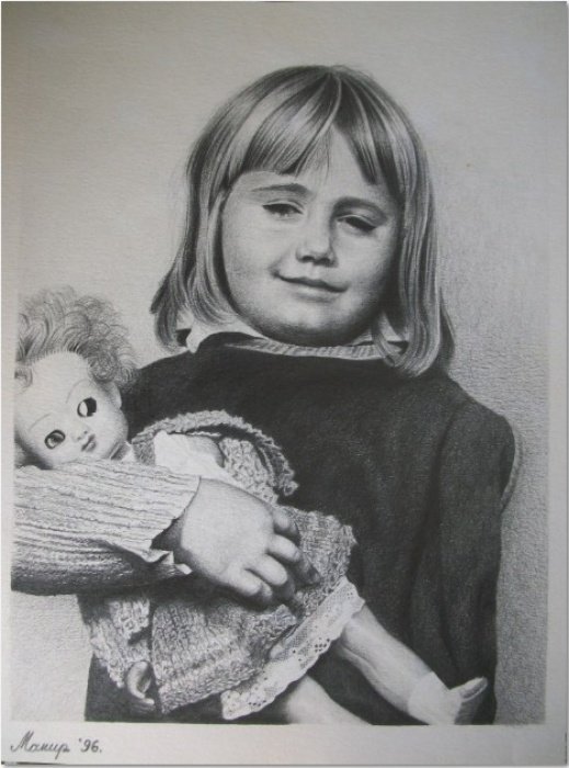 Litlle Girl With a Doll, Drawing Momir Maksimovic