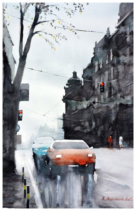 Streets of Belgrade 11 - Kneza Milosa, Painting Momir Maksimovic