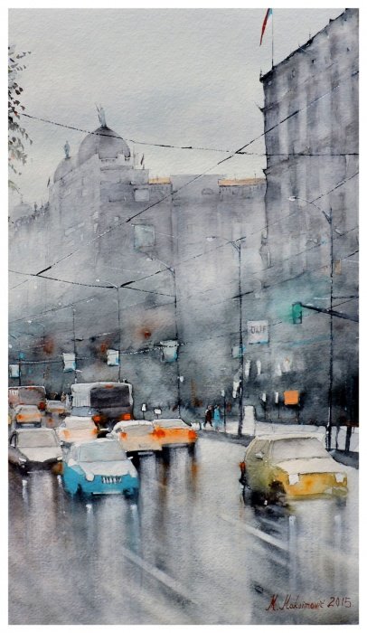 Streets of Belgrade 12 - Kneza Milosa, Painting Momir Maksimovic