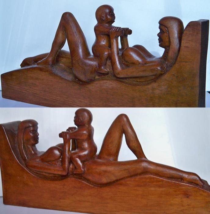 beby with mother, Sculpture Labus Slobodan