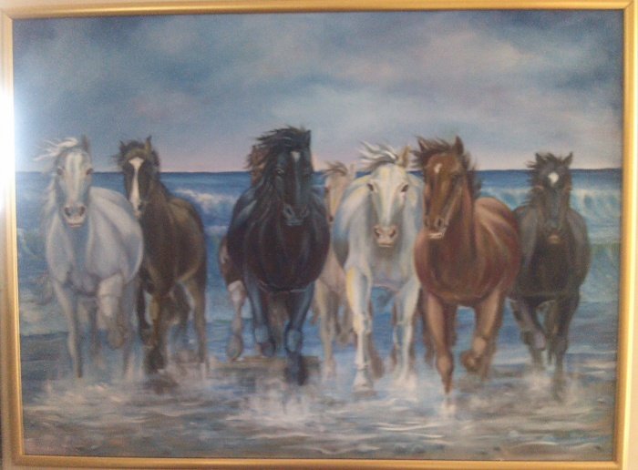 Horses on the run, Painting Mićunović Kaćuša